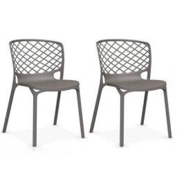 Lot de 2 chaises empilable GAMERA grège opaque