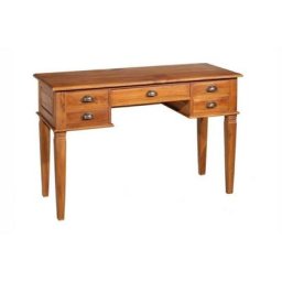 Bureau 5 Tiroirs en Teck Massif Style Colonial