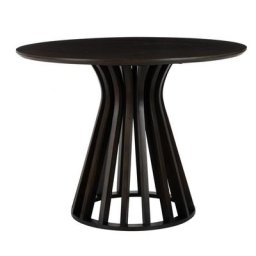 Table ronde de repas design GADRA bois de manguier marron foncé