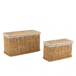 Set 2 Paniers Rectangle NATURA Rotin Naturel