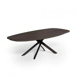 Table 4x4 FISSO en bois chêne sauvage carbone et piétement Métal noir mat