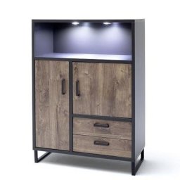 Buffet haut HALTON 2 tiroirs 2 portes 1 niche décor chêne gris cosmos