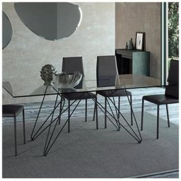 OZZIO CROSS Table Rectangle en Verre et Métal Graphite