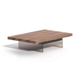 Table basse convertible MARKUS - Plateau Chêne naturel et Piétement en Verre