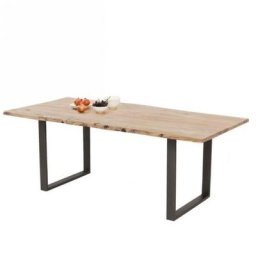 Table repas HARMONY 180 x 90 cm acacia piètement acier vernis