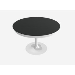 Table extensible Ronde ECLIPSE en Verre Anti-empreinte Graphite et piétement Verni Blanc Mat