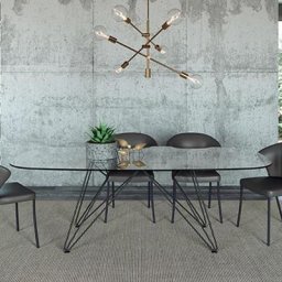 OZZIO CROSS Table Rectangle Arrondie en Verre et Métal Graphite