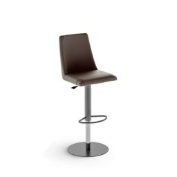 Ozzio SEATTLE Lot de 2 Tabourets de bar en Eco-cuir Moka et Métal
