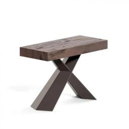 Console Extensible 4YOU en bois de chêne Gris / piétement métallique