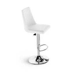 Ozzio DENEVER Lot de 2 Tabourets de bar en Eco-cuir Blanc et Acier Chromé