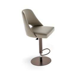 Ozzio MADRID Tabouret de bar en Eco-cuir Crème Café et Métal
