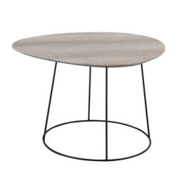 Table de salon OVAO en MDF naturel et métal noir ( MEDIUM )
