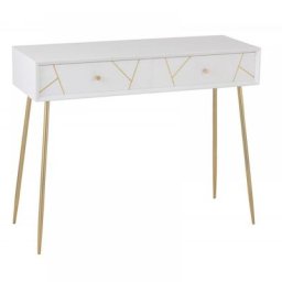 Console PIKA 2 tiroirs couleur blanc et or