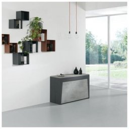 Table console extensible MARVEL PLUS 414 acier composition 1 coloris gris ardoise ciment noir
