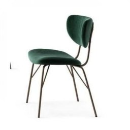 OZZIO COCOON Lot de 2 chaises en Velours Vert avec piétement en métal