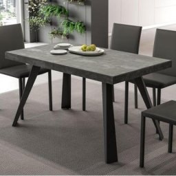 Ozzio AGAPE Table extensible en Eco-bois spatulé pierre / piètement en Métal Graphite