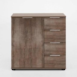 Commode ENSSE 4 tiroirs 1 porte chêne châtaigne
