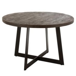 Table de séjour NIEF manguier brun foncé piètement métal noir