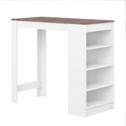Table de bar DOLAR blanche avec plateau aspect béton