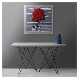 Table console extensible ouverture en livre HERMES plateau Carbone pieds noir largeur 140 cm