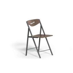Lot de 2 Chaises RIPIEGO Pliante en Bois de Chêne Tabac et pied en Métal Bronze
