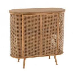 Buffet arrondie RIVO 2 portes en rotin, bois naturel, métal