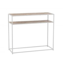 Console MOUNIE Motifs chevron naturel clair / Pieds métal blanc