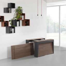 Table console extensible MARVEL PLUS 414 acier composition 1 coloris gris ardoise noyer blanc