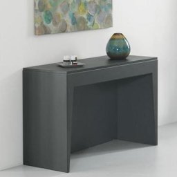 table console extensible MARVEL en acier plateau bois stratifié coloris gris ardoise