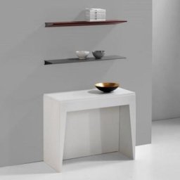 table console extensible MARVEL en acier plateau bois stratifié coloris blanc mat