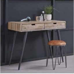 Bureau TECKA plateau en teck pied acier noir