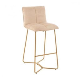 Chaise de Bar RATRI velours beige / Pieds métal
