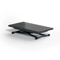 Table basse convertible SYDNEY CR Noir brillant / Métal graphite mat