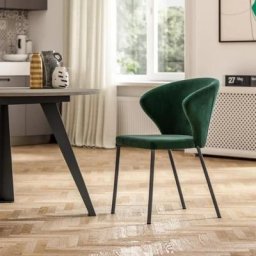 Fauteuil ANDRE en velvet smeraldo avec piétement en métal bronze