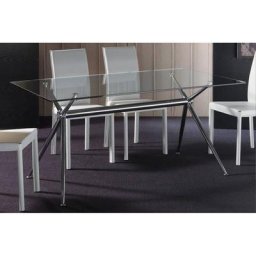 Table repas ATENE en verre piétement acier chromé 90 x 180 cm