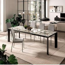 Table extensible METRO en Verre Céramique Or Beauté et Métal Vernis Broze