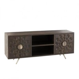 Meuble TV WATA 4 portes Bois de manguier Marron