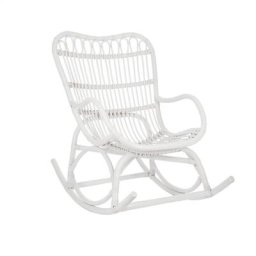 Chaise à Bascule BYZA en Rotin / Blanc
