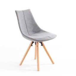 Lot de 2 chaises SYLVAIN tissu gris et pieds hêtre naturel