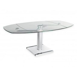 Table de repas extensible STATE WHITE plateau en verre trempée Piétement BLANC BRILLANT