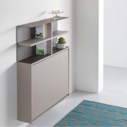 Compo Bureau/Table Extensible TAVOLO 2 avec Bibliothèque mural Gris taupe 3 chaises grises intégrées