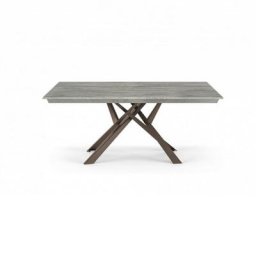 Ozzio LUNGO LARGO Table extensible en Eco-bois ancien avec pieds en Métal Bronze