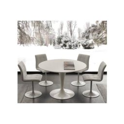 Table de repas extensible TULIPE ISLAND 120 cm Laque Quartz blanc