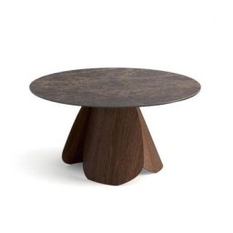 Table VALERIO de structure en Chêne Tabac et Plateau en Verre Céramique Empereur
