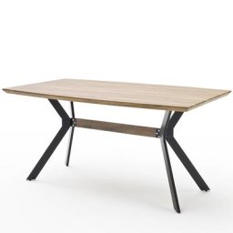 Table 4 pieds design EVRY 180 x 90 cm plateau couleur chêne pietement métal noir