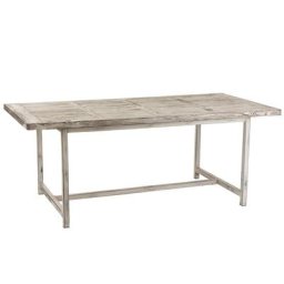 Table à manger BYZO en bois blanc délavé.