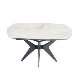 Table de repas extensible BOOMERANG 160/228 x 95 cm plateau céramique pied acier noir