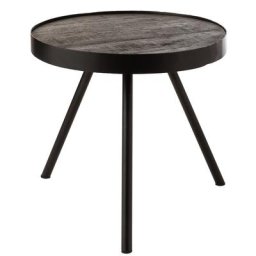 Bout de canapé NIEF 46cm manguier brun foncé piètement métal noir