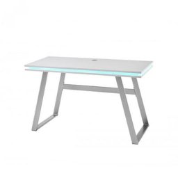Bureau TODO 1 laqué blanc mat piétement acier brossé LED