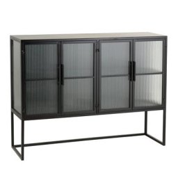 Armoire 4 portes en verre DOZA en métal noir et verre.